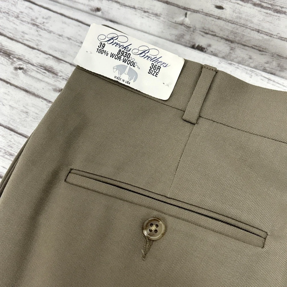 VTG Brooks Brothers Dress Pants Pleated Cuffed Made in USA 100% Wool Men 36R NWT